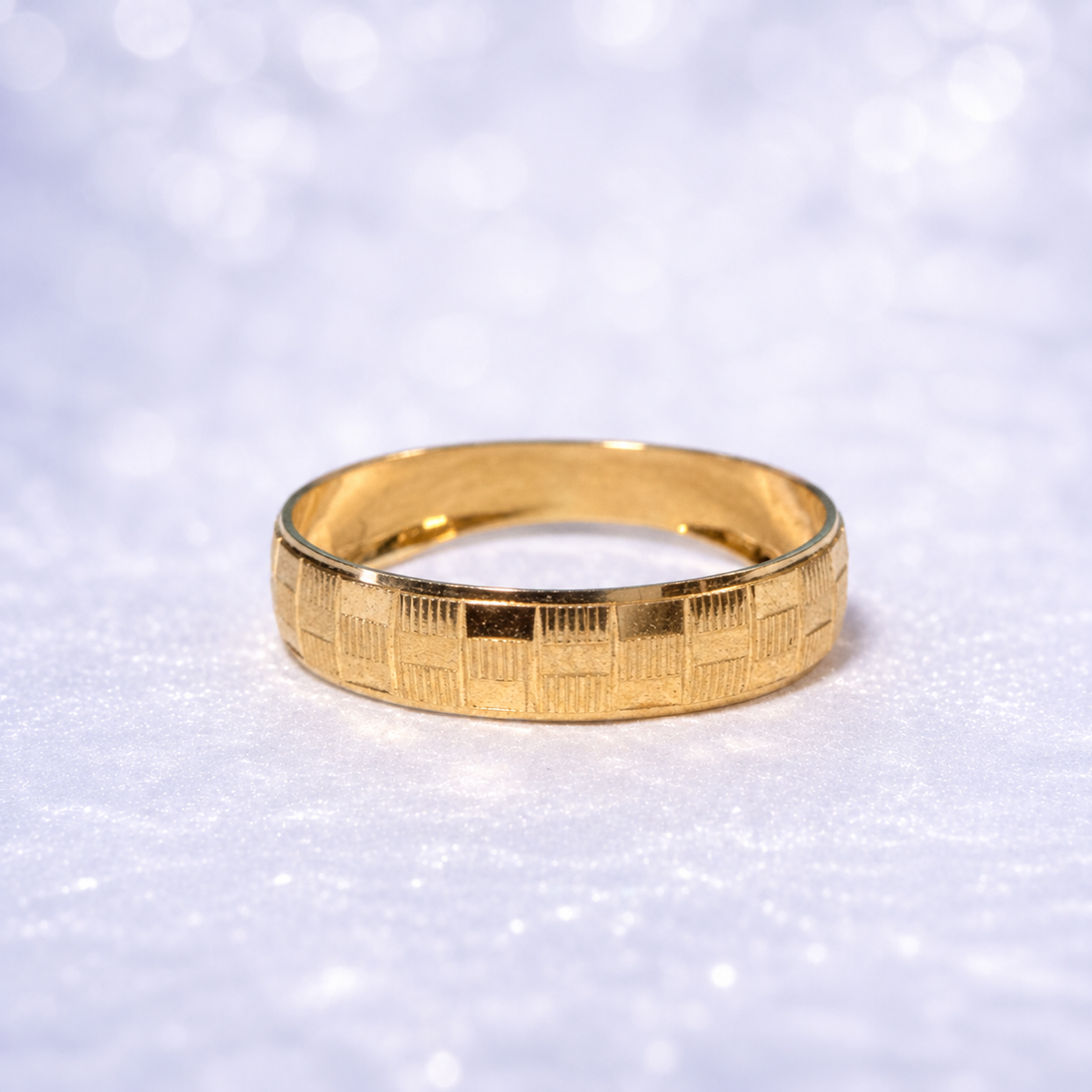 14K Gold | Men's Checkerboard Wedding Band