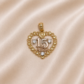 14K Gold | Quince Años Two Tone Heart Pendant