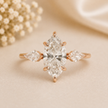 14K Gold | RG 2.51CT 3 Stone Marquise Lab Diamond Engagement Ring
