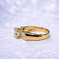 14K Gold Round-Cut Engagement-Style Ring with Baguettes