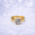 14K Gold | Six-Prong Round Solitaire Checkerboard Engagement Ring