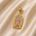 14K Gold | Small Tricolor Traditional Virgin Mary Pendant