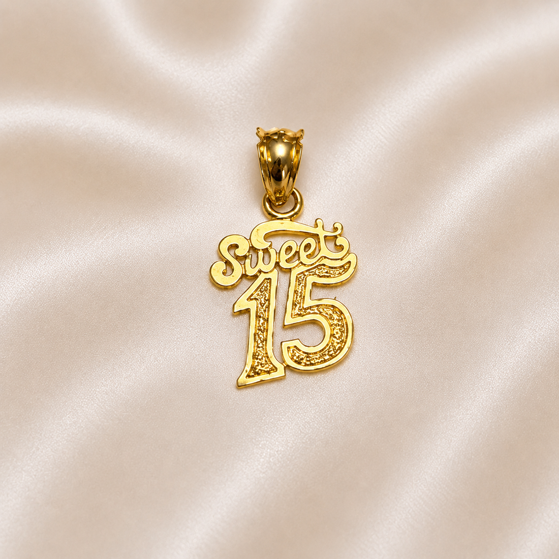 14K Gold | Sweet 15 Cutout Pendant (Quinceañera)