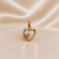 14K Gold | Tricolor Double Heart 15 Pendant for Quinceañera "Sweet 15"