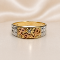 14K Gold | Tricolor LOVE Anniversary Band with CZ Stones