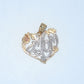 14K Gold | Tricolor Mom Heart Pendant charm yellow rose and white gold