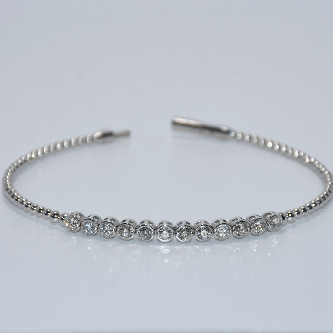 14K Gold | WG 0.97 ct Natural Diamond Flex Bezel Bangle Bracelet