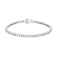 Silver bracelet with diamond accents on a white background