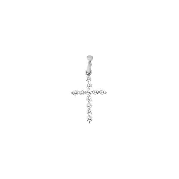 Silver cross pendant on a white background