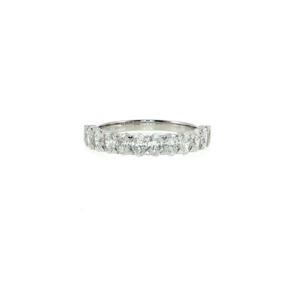 14K Gold | White Gold 1.08 CT Oval Brilliant Cut Diamond Half Eternity Wedding/Anniversary Band 