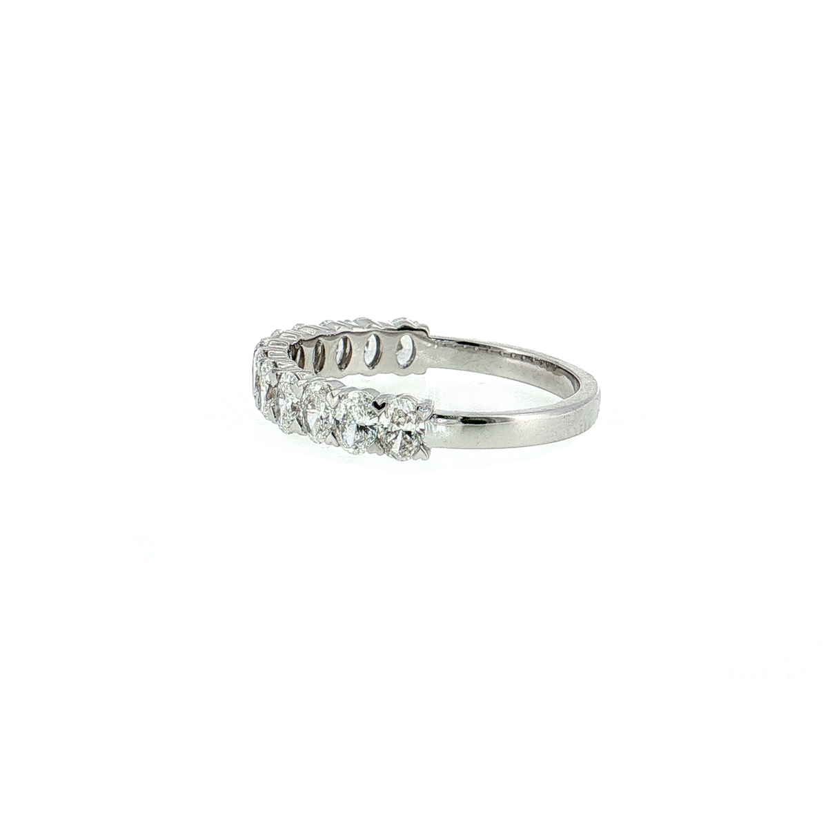 14K Gold | White Gold 1.08 CT Oval Brilliant Cut Diamond Half Eternity Wedding/Anniversary Band Side View 