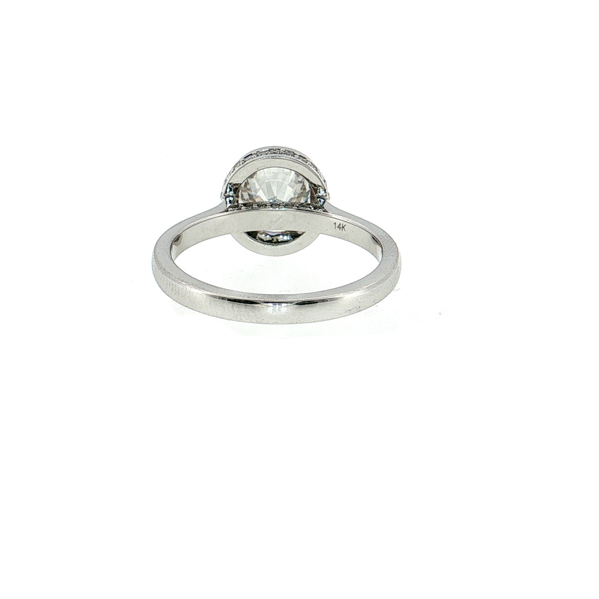 14K Gold | White Gold 2.01 CT Round Brilliant Cut Diamond Bezel with Hidden Halo Engagement Ring