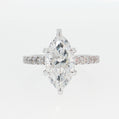 14K Gold | White Gold 2.54 ct Marquise Lab Diamond Engagement Ring with Pavé-Prong Hidden Halo Setting and Pavé Band