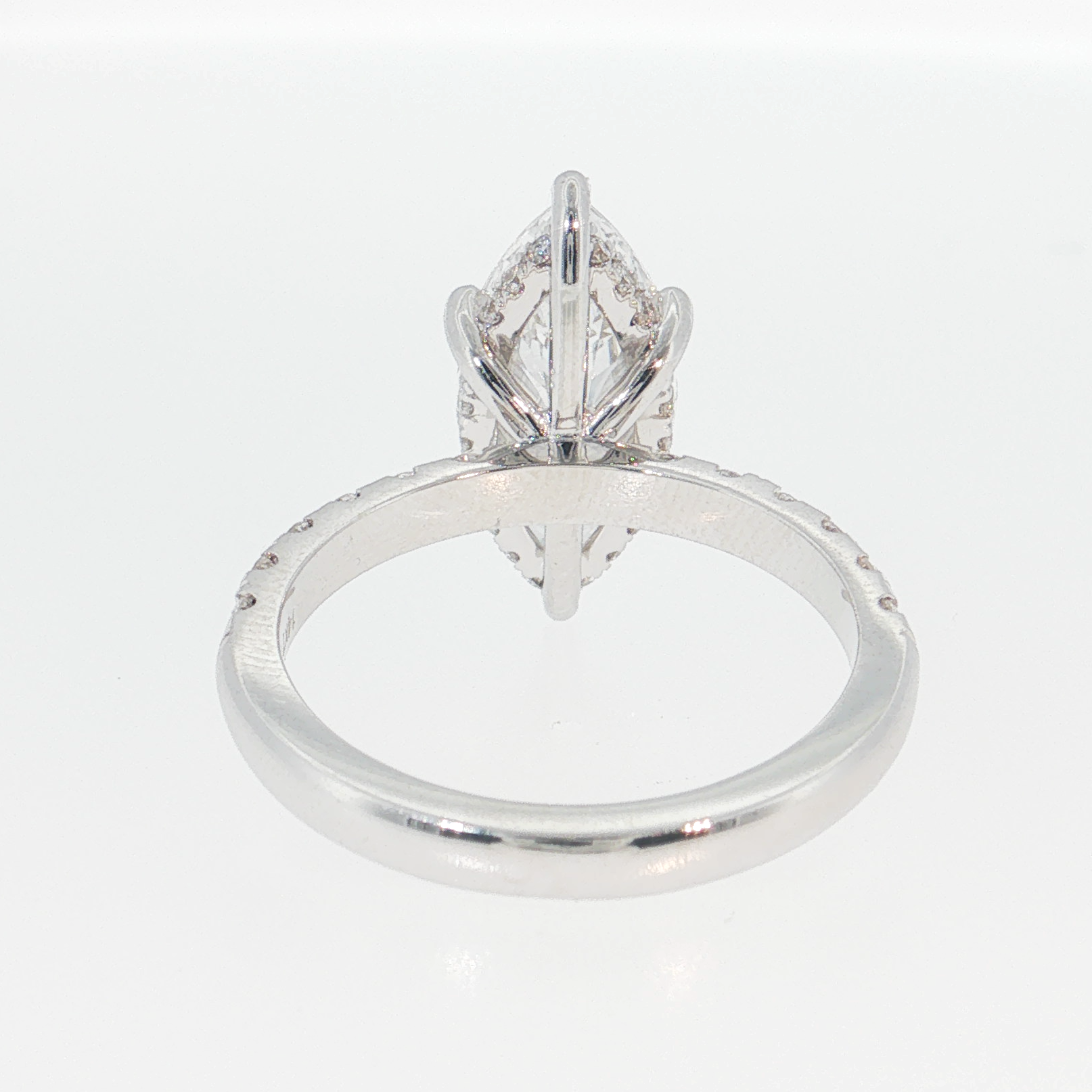 14K Gold | White Gold 3.05CT Marquise Brilliant Cut Lab Diamond with Hidden Halo and Pavé Band Engagement Ring
