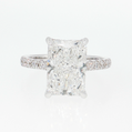 14K Gold | White Gold 4.03CT Rectangular Brilliant Cut Lab Diamond Engagement Ring with Pavé Band