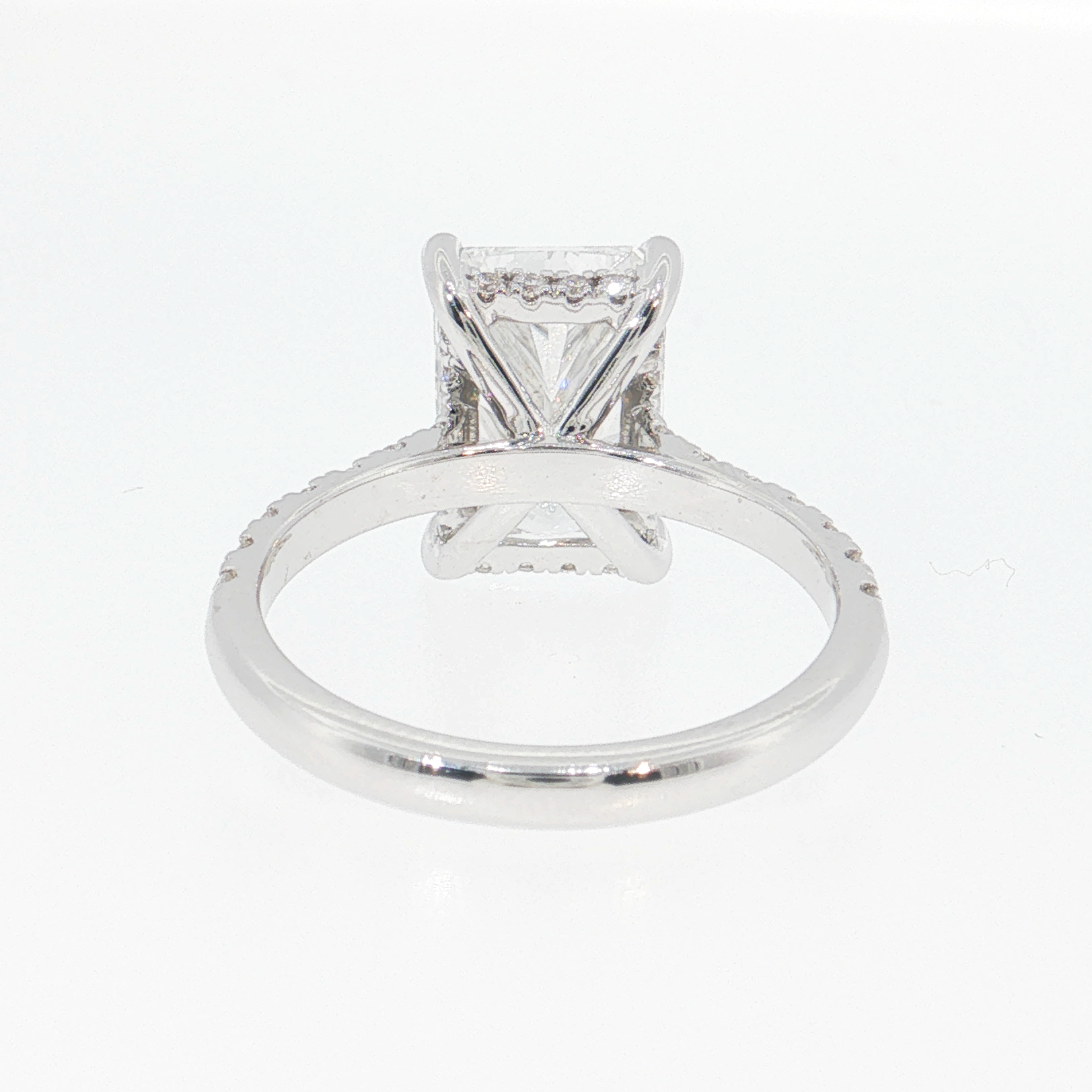 14K Gold | White Gold 4.03CT Rectangular Brilliant Cut Lab Diamond with Hidden Halo and Pavé Band Engagement Ring