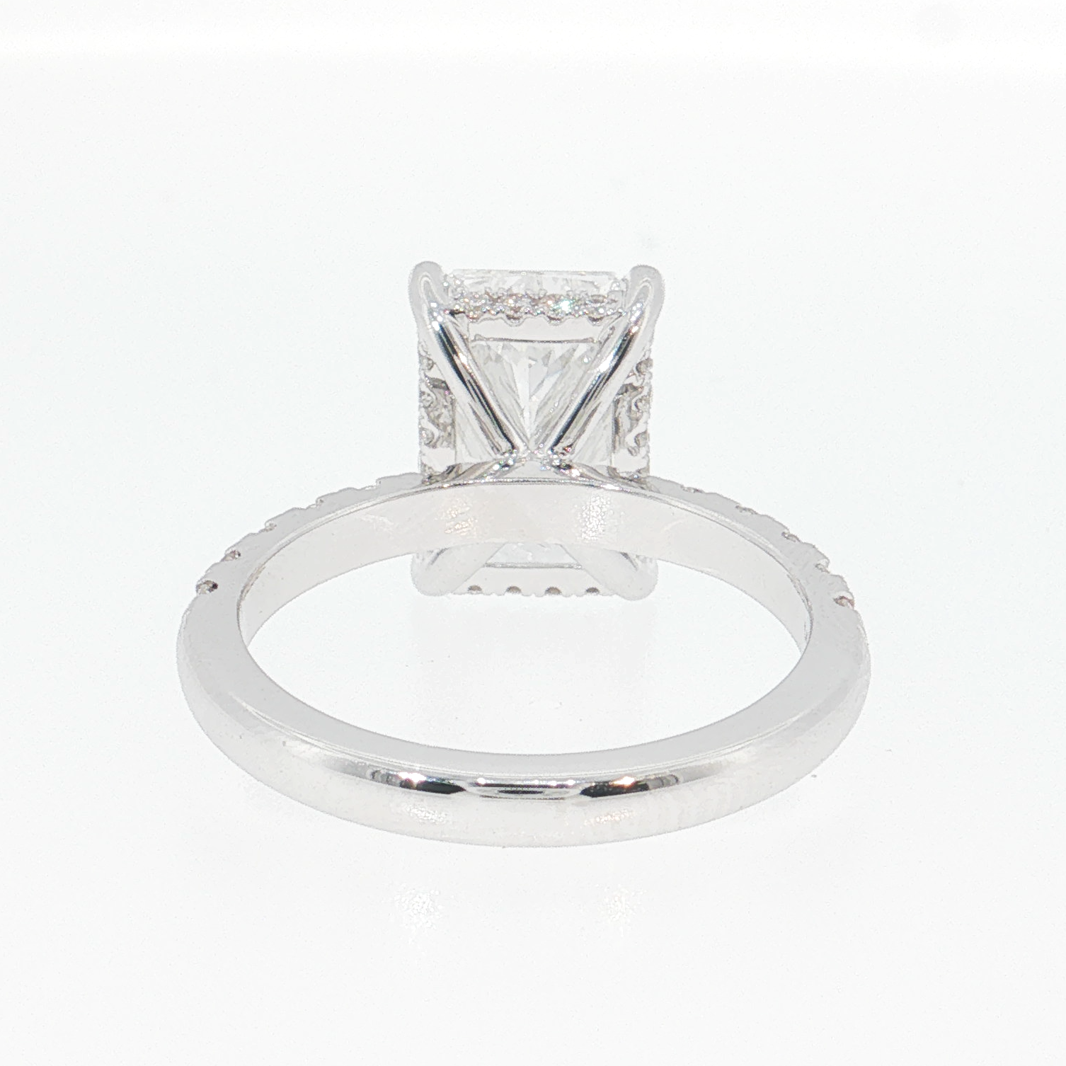 14K Gold | White Gold 4.64cttw Rectangular Brilliant Cut Lab Diamond Engagement Ring with Pavé Band
