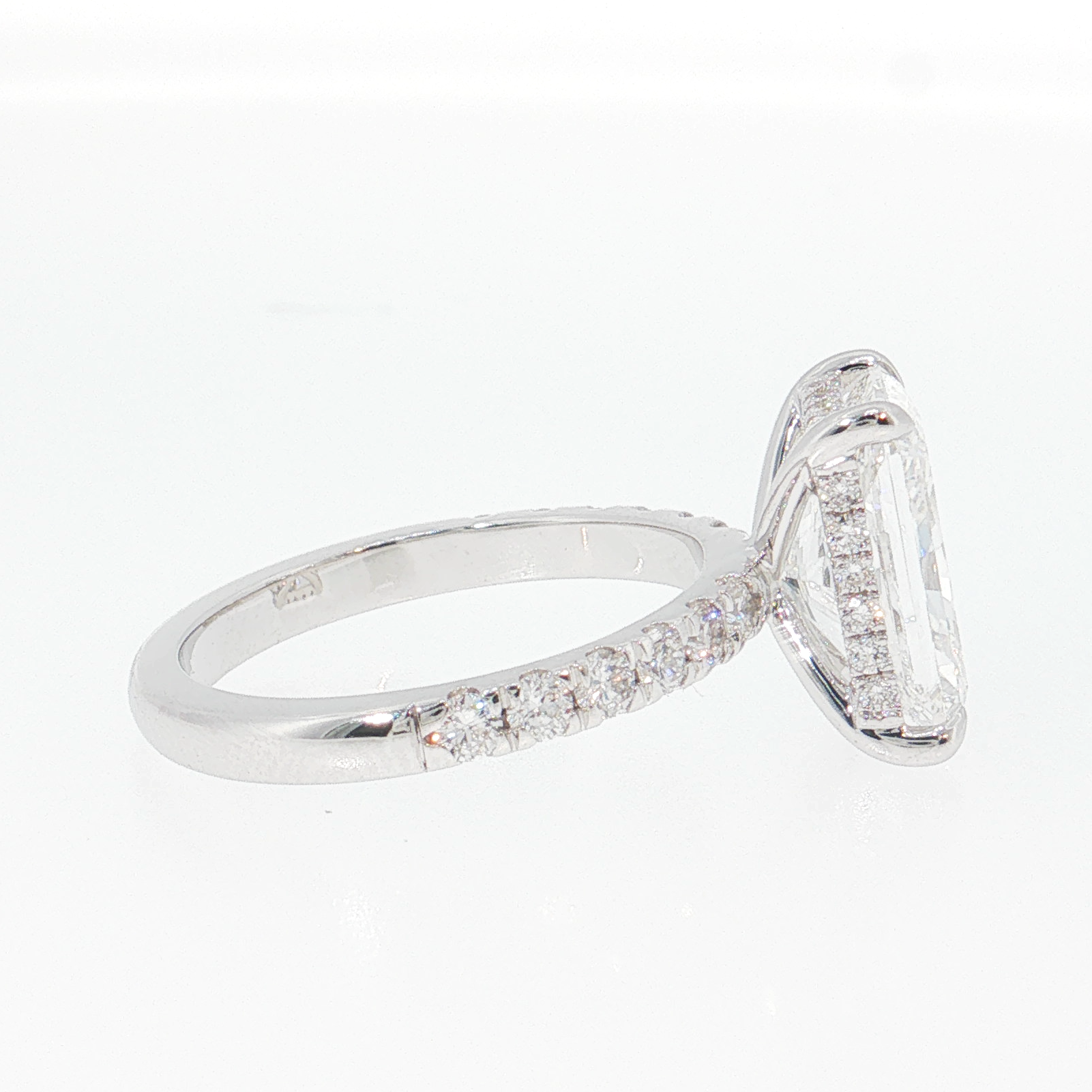 14K Gold | White Gold 4.64cttw Rectangular Brilliant Cut Lab Diamond Engagement Ring with Pavé Band