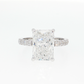 14K Gold | White Gold 4.64cttw Rectangular Brilliant Cut Lab Diamond with Hidden Halo and Pavé Band Engagement Ring
