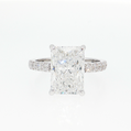 14K Gold | White Gold 4.64cttw Rectangular Brilliant Cut Lab Diamond with Hidden Halo and Pavé Band Engagement Ring