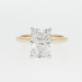 14K Gold | White and Yellow Gold 3CT Rectangular Brilliant Cut Lab Diamond with Hidden Halo and Pavé Band Engagement Ring