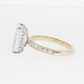 14K Gold | White and Yellow Gold 4.05CT Rectangular Brilliant Cut Lab Diamond with Hidden Halo and Pavé Band Engagement Ring