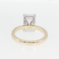 14K Gold | White and Yellow Gold 4.05CT Rectangular Brilliant Cut Lab Diamond with Hidden Halo and Pavé Band Engagement Ring