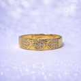 14K Gold | Women’s CZ Wedding Band with Round Cluster & Pavé Accents