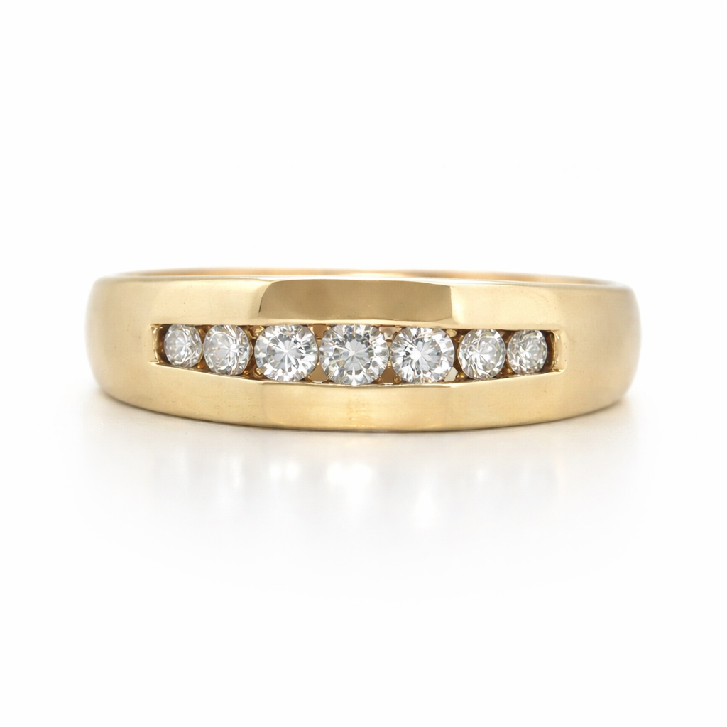 14K Gold | YG .37ct Cascading Natural Round Diamond Wedding Band Ring