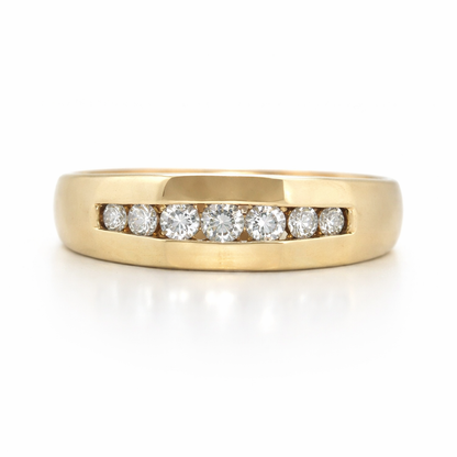 14K Gold | YG .37ct Cascading Natural Round Diamond Wedding Band Ring