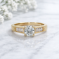 14K Gold | YG .92ct Round Natural Diamond with .08cttw Channel-Set Baguette Shank Engagement Ring