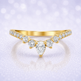 14K Gold | YG 0.46ctw Diamond V Contour Ring – Pear & Round Diamonds Wedding Band