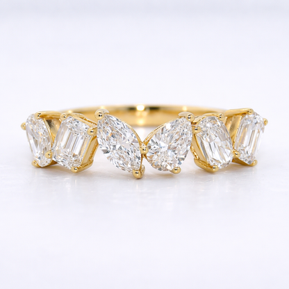 14K Gold | YG 1.315cttw Marquise/Oval/Pear/Emerald Lab Diamond Wedding/Anniversary Band