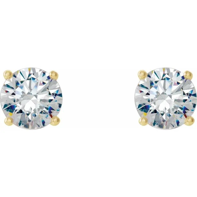 Pair of diamond stud earrings on a white background