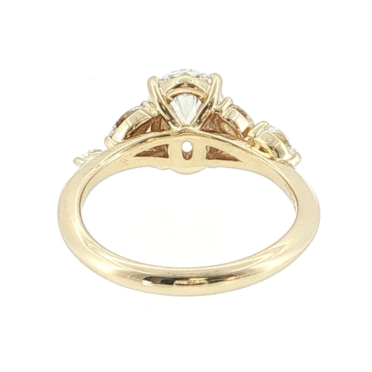 Gold ring with a diamond on a white background 14K Gold | YG 2.05ct Lab Oval with .15ct Pear & .25 Marquise Natural Diamond Accents Ring Engagement Ring 