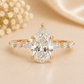 14K Gold | YG 2.98CT Pear Accented Band Lab Diamond Engagement Ring