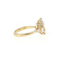 Gold ring with a diamond on a white background 14K Gold | YG 3.01 CT Lab Pear w/ .13ct  Natural Marquise Diamond Accents & .05ct Round Halo