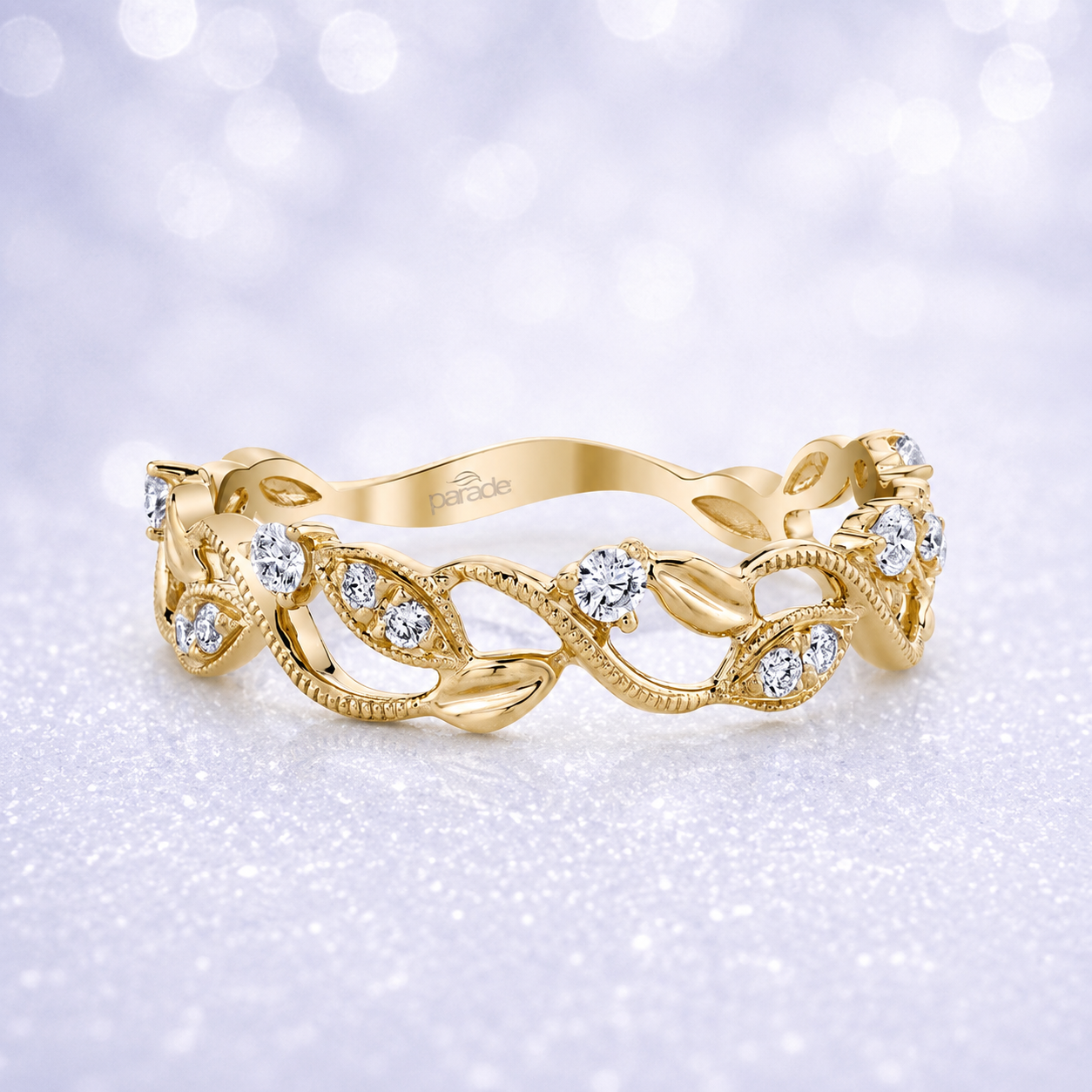 14K Gold | YG Lyria Leaves .21cttw Natural Diamond Wedding Band  ring