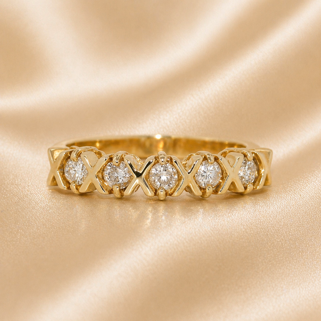 14K Gold | YG Natural diamond XO Band