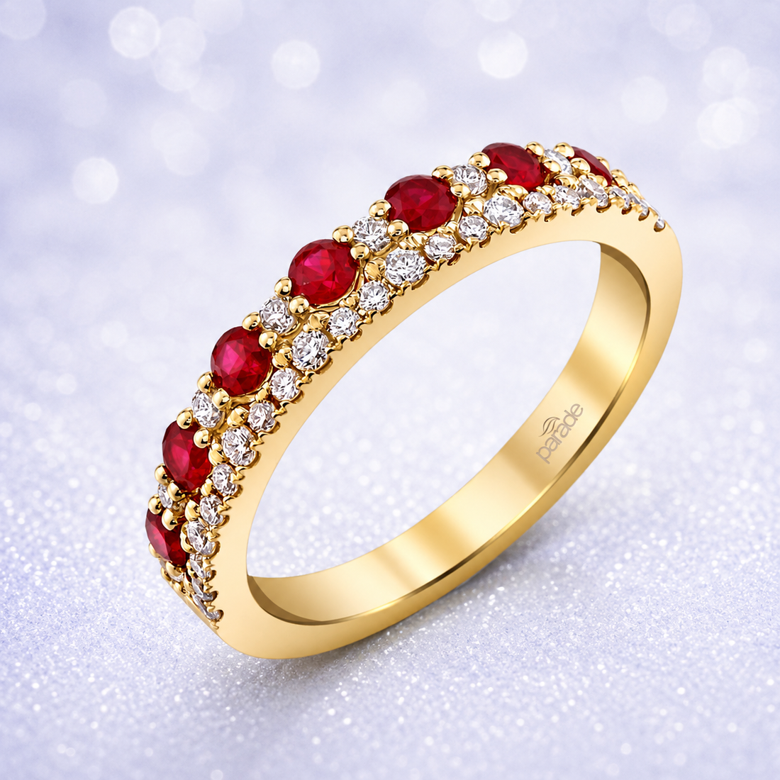 14K Gold | YG Ruby & Diamond .29ct Natural Diamonds .54 Natural Ruby Wedding/Anniversary Band 