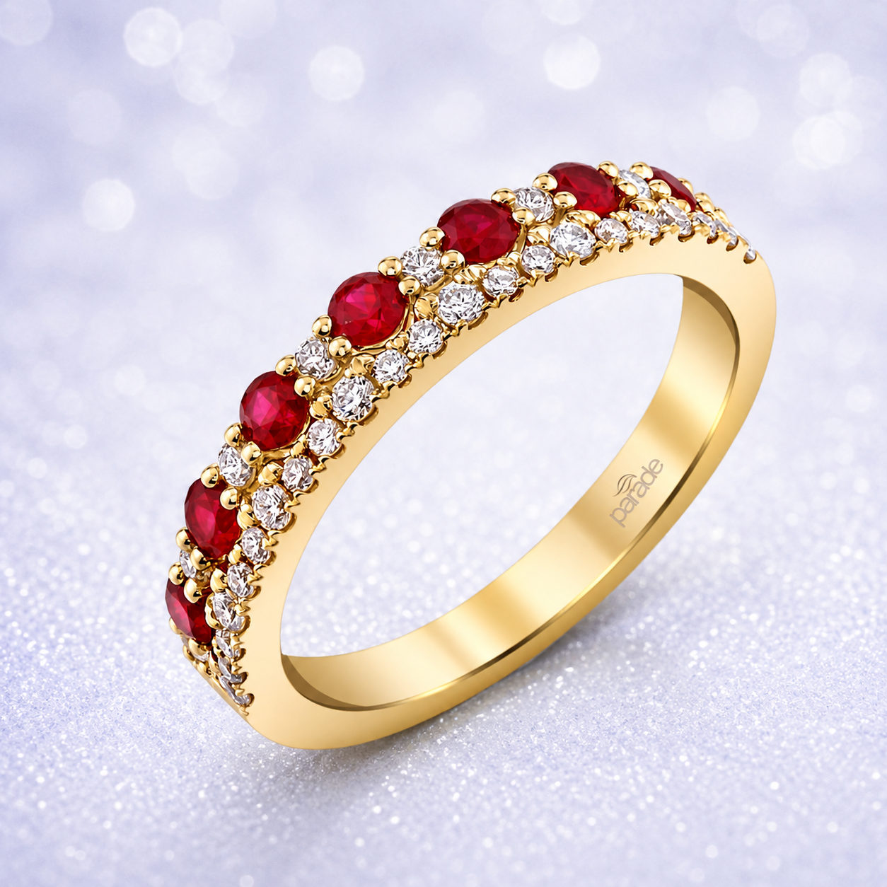 14K Gold | YG Ruby & Diamond .29ct Natural Diamonds .54 Natural Ruby Wedding/Anniversary Band 