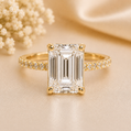 14K Gold | YG/WG 4.28ct Emerald Lab Grown Diamond Engagement Ring