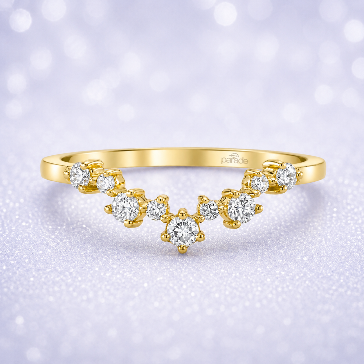 14K Gold | Yellow Gold .19cttw Natural Diamond V Shaped Wedding Band