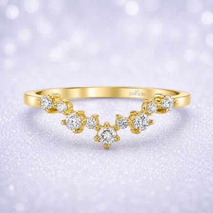 14K Gold | Yellow Gold .19cttw Natural Diamond V Shaped Wedding Band