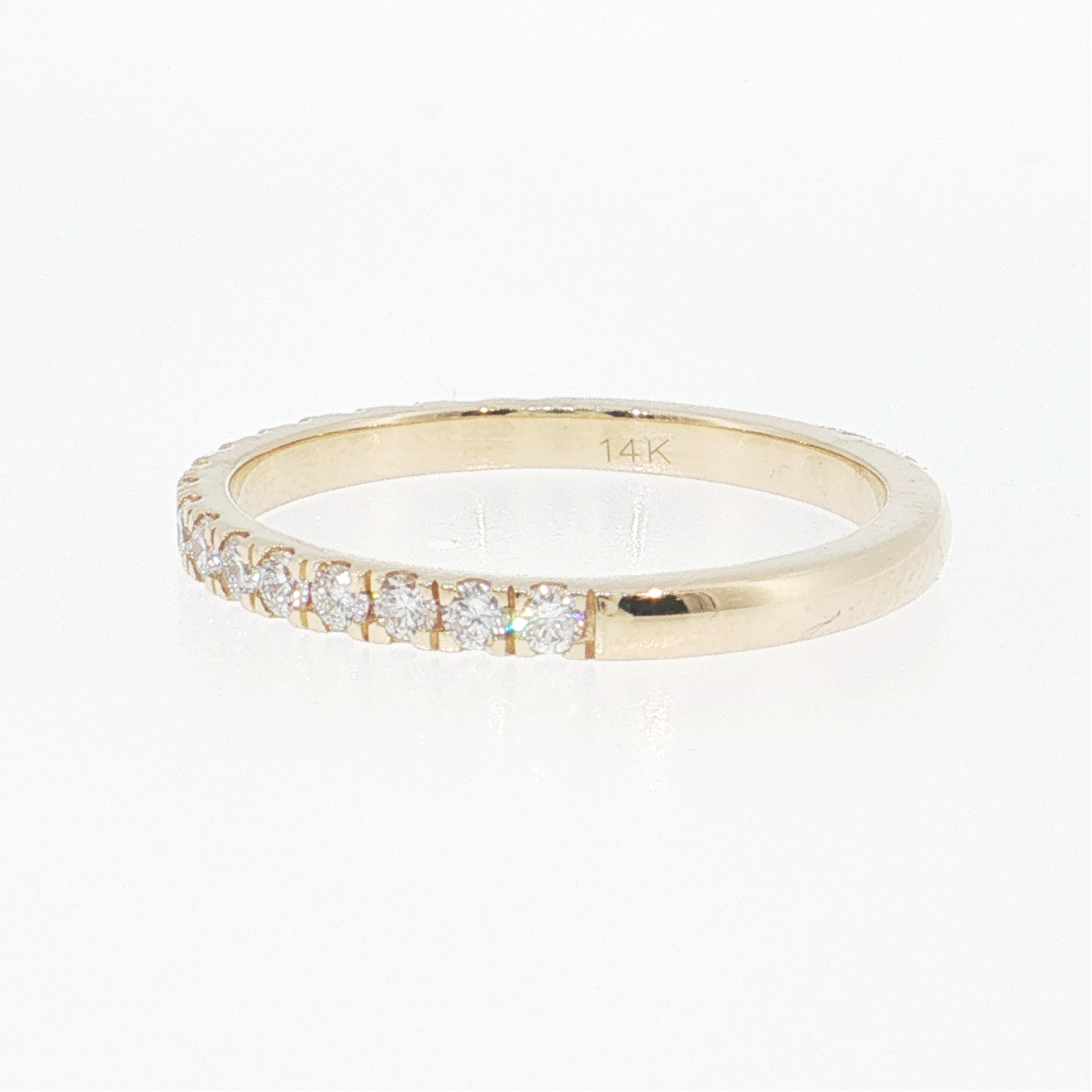 14K Gold | Yellow Gold .34cttw Round Lab Diamond Half Eternity Wedding/Anniversary Band