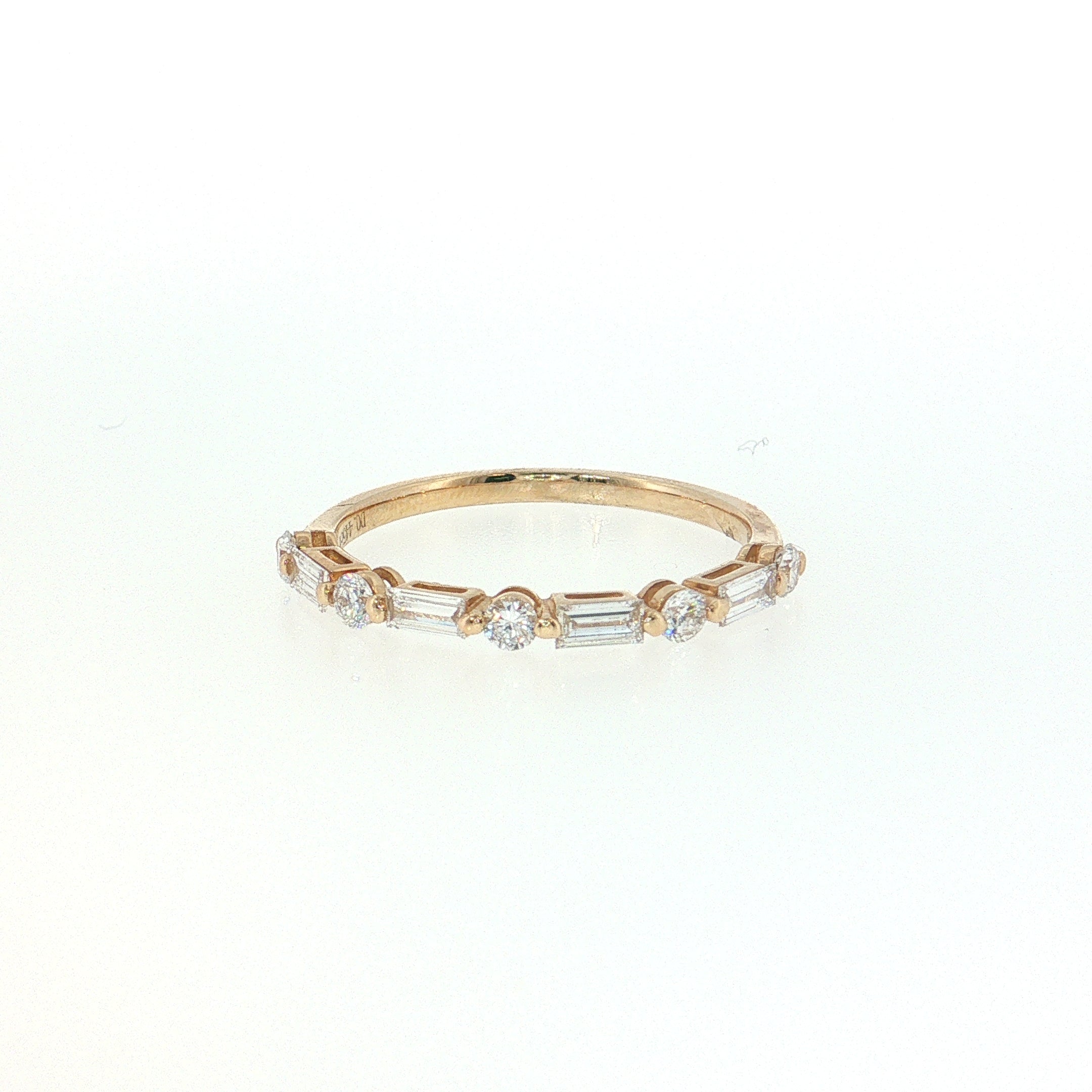 14K Gold | Yellow Gold .445cttw Baguette/Round Lab Diamond Wedding/Anniversary Band