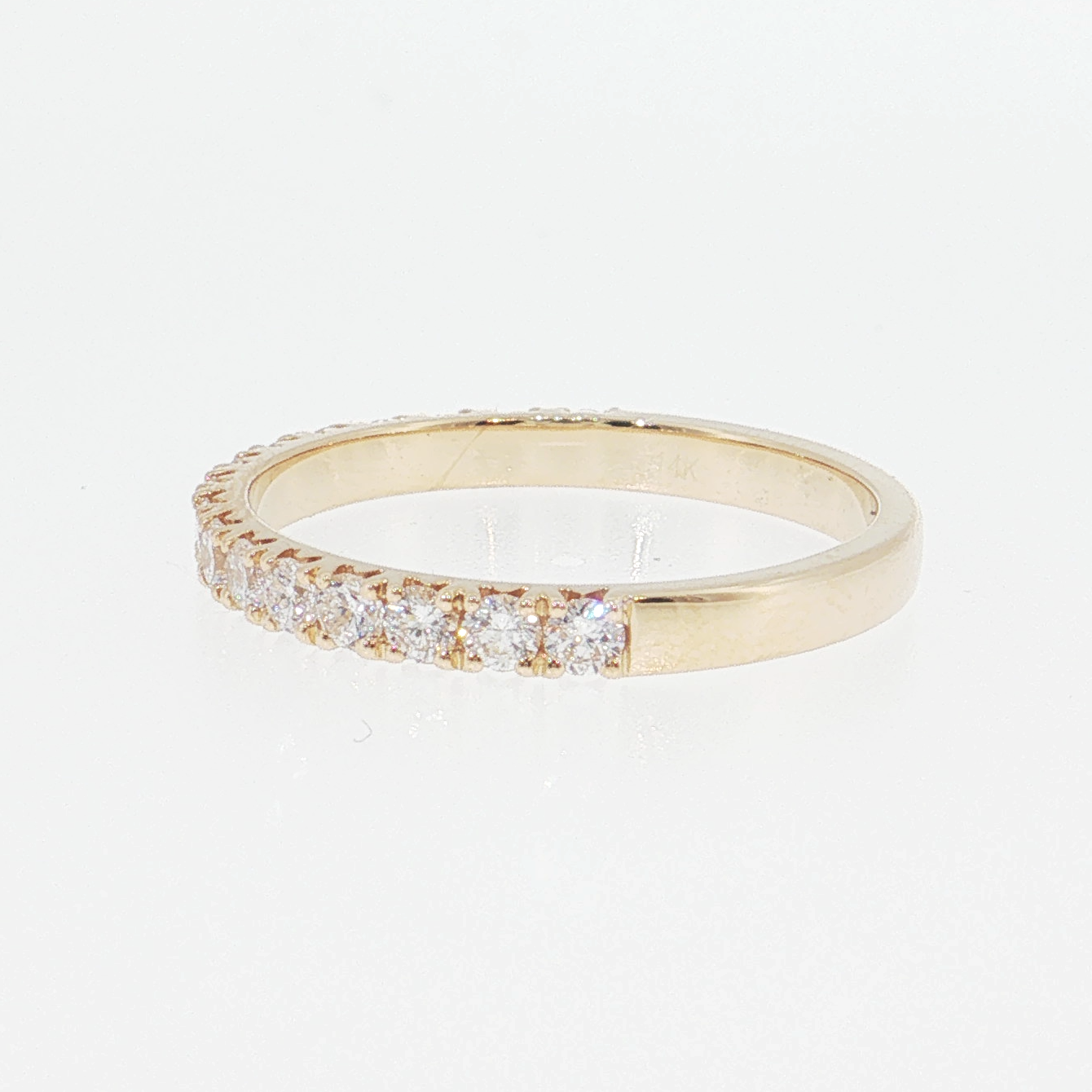 14K Gold | Yellow Gold .55cttw Round Lab Diamond Half Eternity Wedding/Anniversary Band