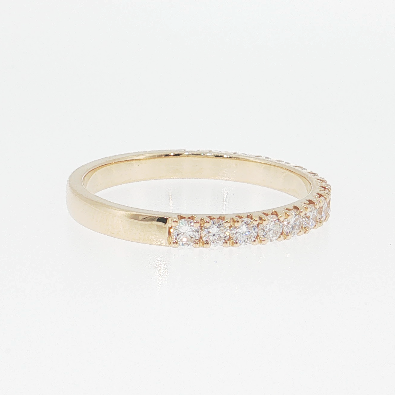 14K Gold | Yellow Gold .55cttw Round Lab Diamond Half Eternity Wedding/Anniversary Band