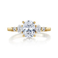 14K Gold | Yellow Gold 1.02CT Oval Lab Diamond Engagement Ring with Natural .25cttw Oval and .07cttw Round Accents