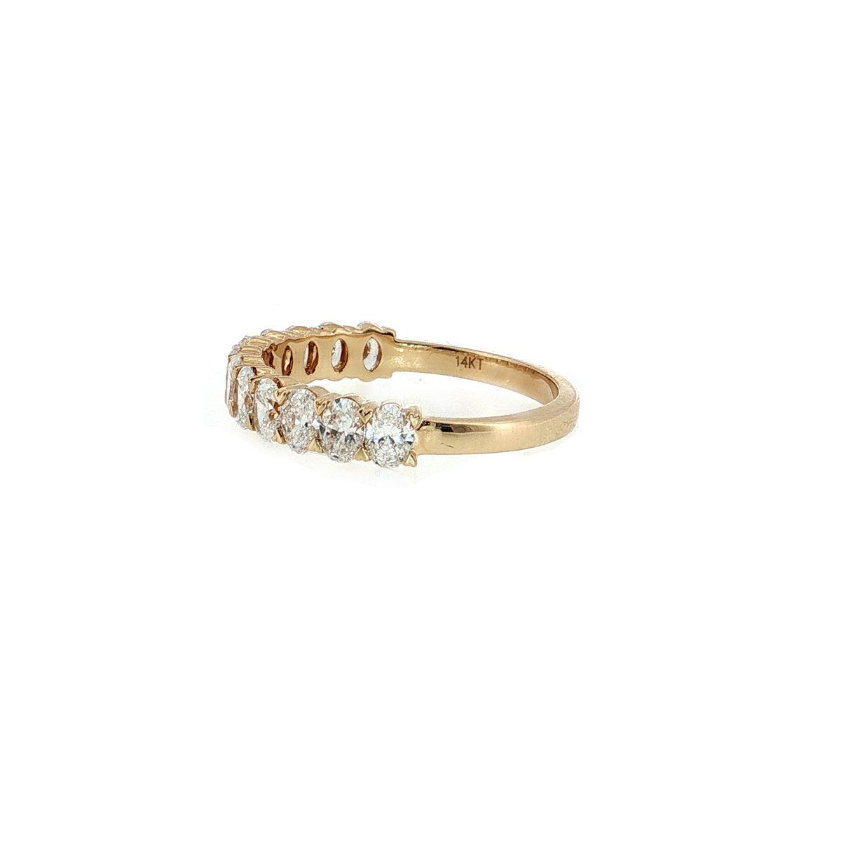 14K Gold | Yellow Gold 1.17 cttw Oval Brilliant Cut Diamond Half Eternity Wedding/Anniversary Band Side View